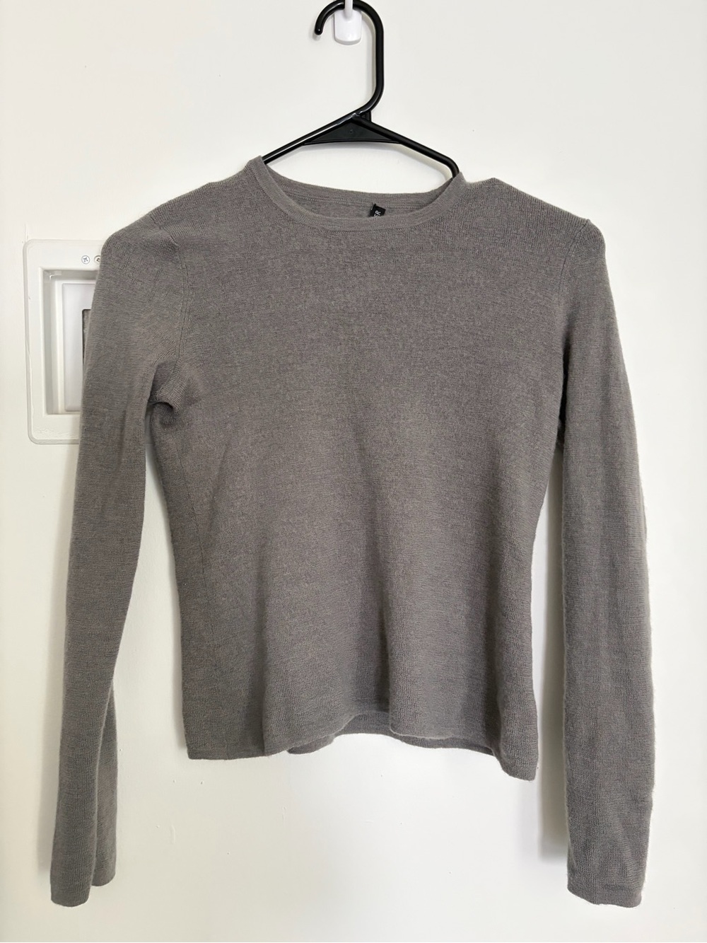 Eileen Fisher Gray Crewneck Long-Sleeve Knit Sweater